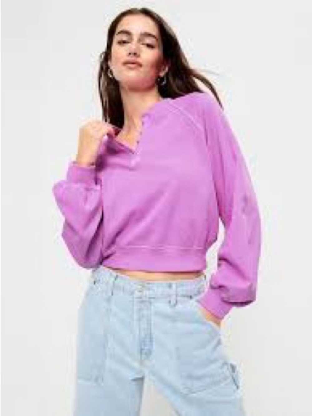 Old Navy Large SoComfy Oversized Button-Front Sweatshirt in Orchid NWOT